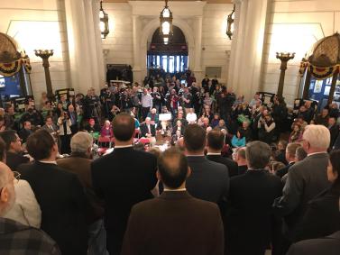 This was the scene at the state capitol in Harrisburg on March 12.